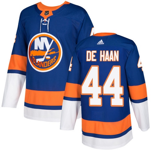 Adidas Men NEW York Islanders 44 Calvin De Haan Royal Blue Home Authentic Stitched NHL Jersey